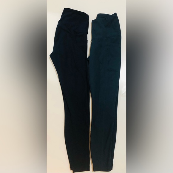 Deep navy blue and deep navy greenish yogalicious pants - Picture 1 of 4